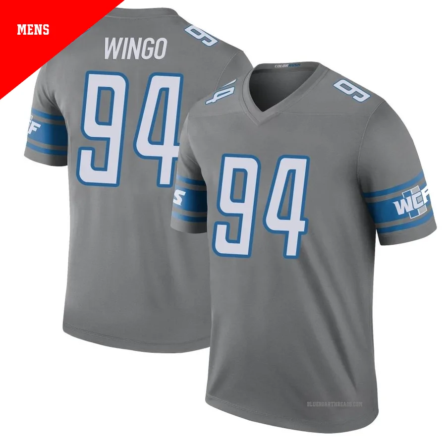 Men's Mekhi Wingo ＃94 Detroit Lions Legend Color Rush Steel Jersey