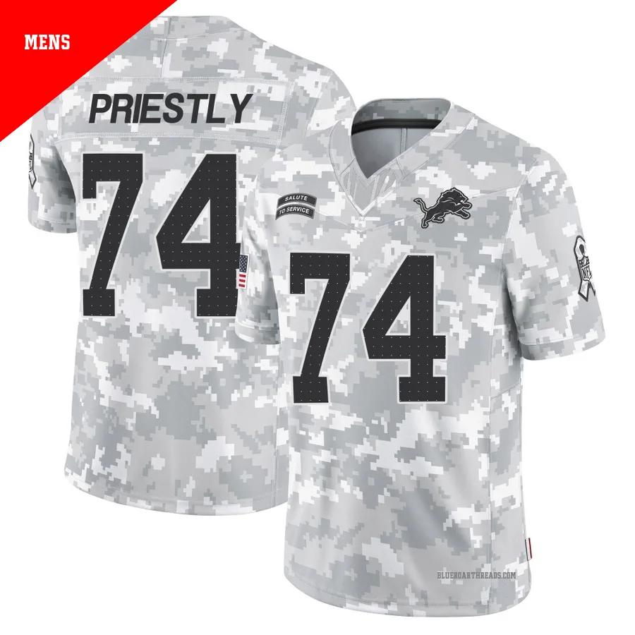 Men's Melvin Priestly ＃74 Detroit Lions Arctic Camo Limited 2024 Salute to Service Jersey