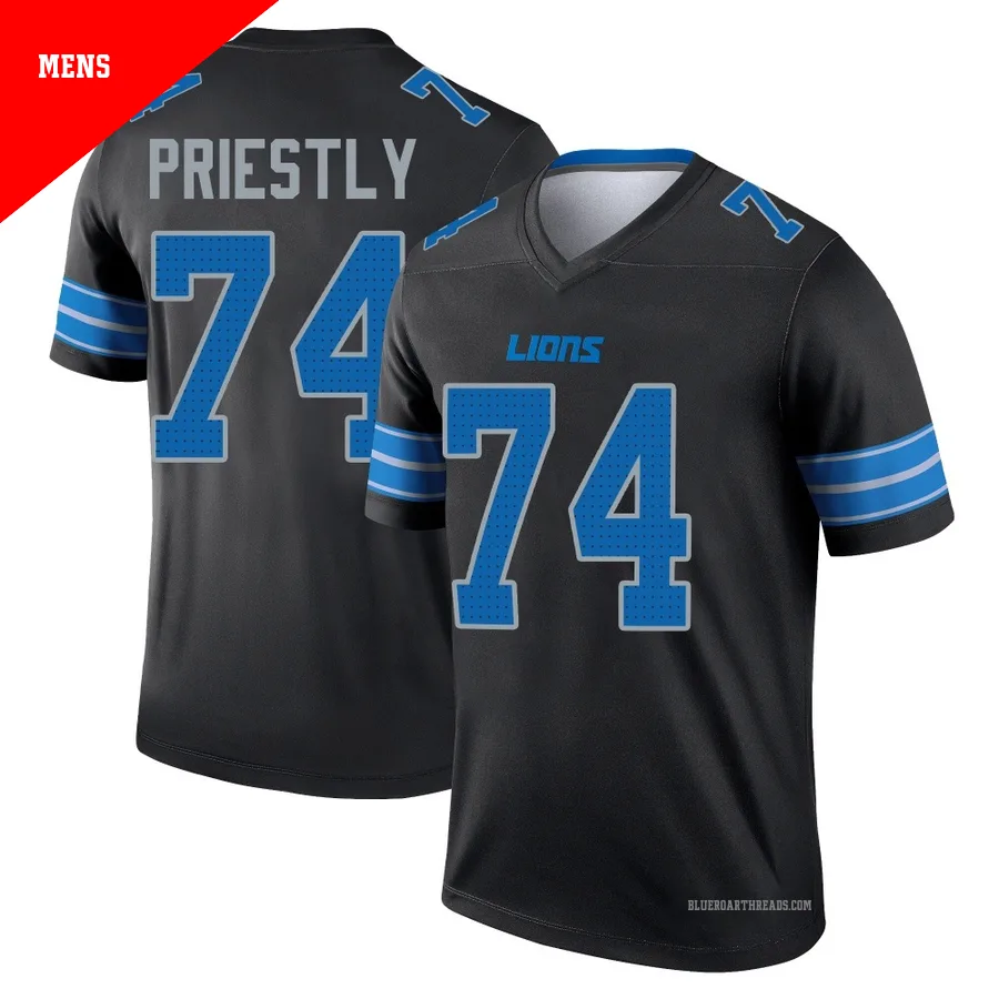 Men's Melvin Priestly ＃74 Detroit Lions Black Legend Jersey