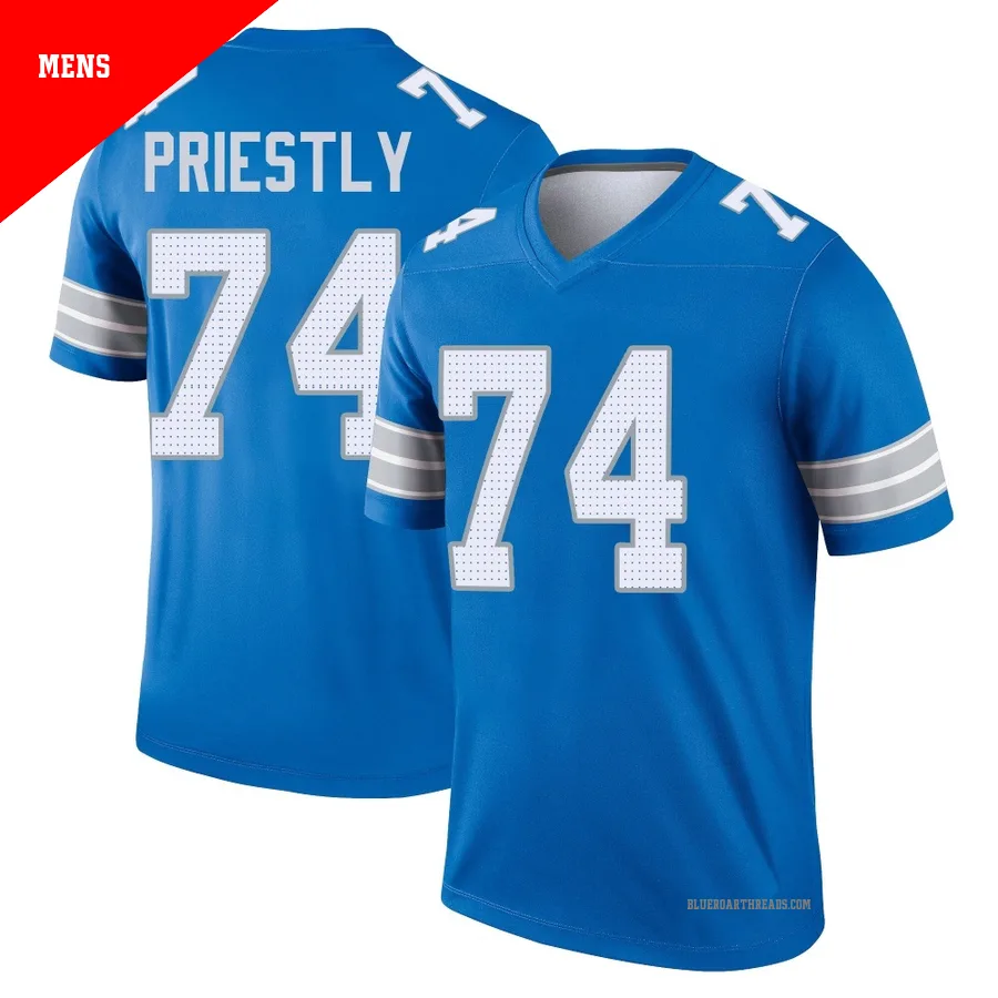 Men's Melvin Priestly ＃74 Detroit Lions Blue Legend 2nd Jersey