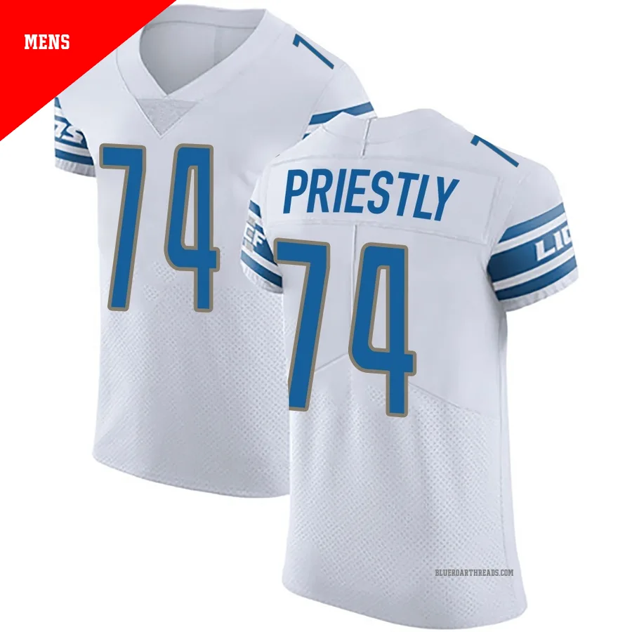 Men's Melvin Priestly ＃74 Detroit Lions White Elite Vapor Untouchable Jersey