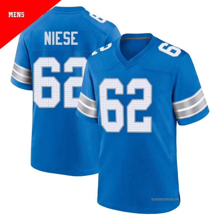Men's Michael Niese ＃62 Detroit Lions Blue Game 2nd Jersey
