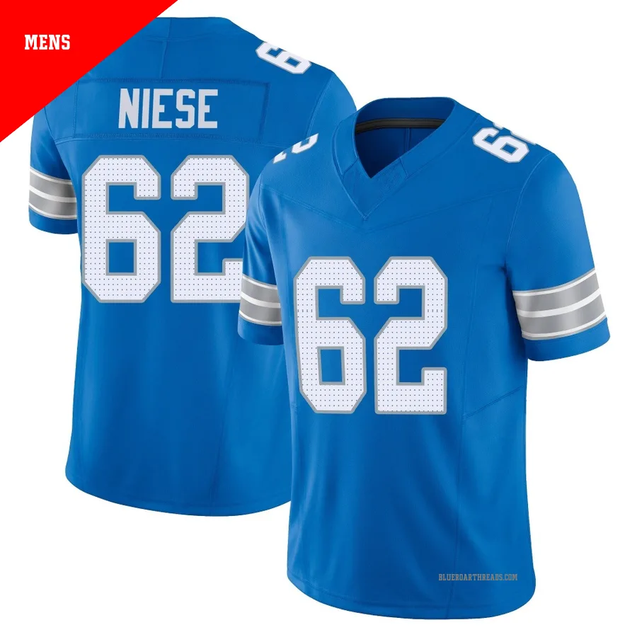 Men's Michael Niese ＃62 Detroit Lions Blue Limited Vapor F.U.S.E. 2nd Jersey