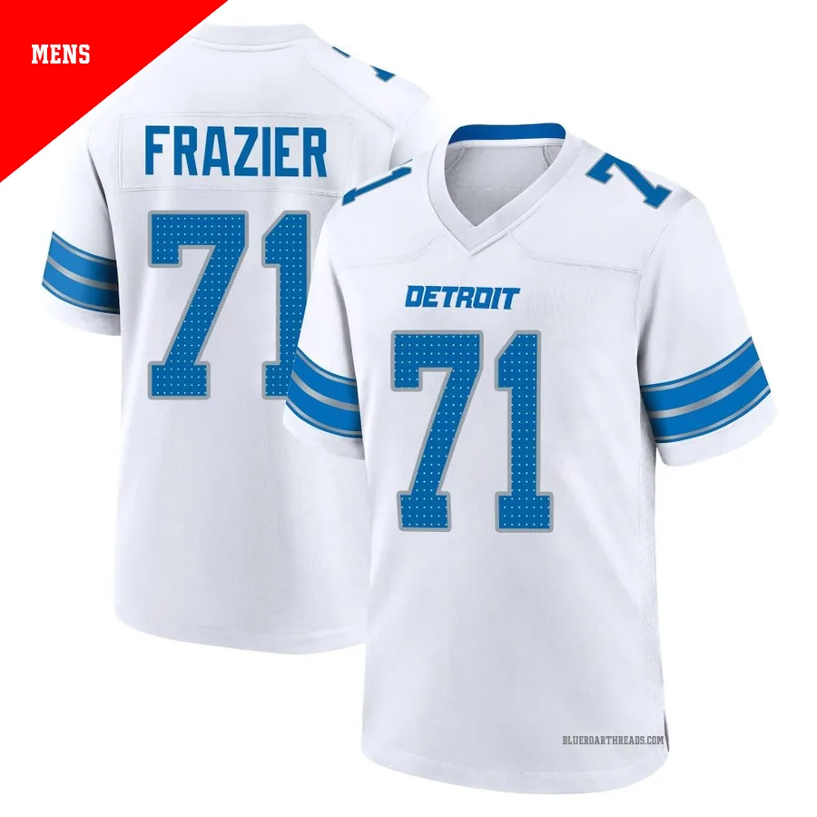 Men's Miles Frazier ＃71 Detroit Lions White Game 2nd Jersey