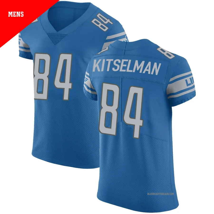 Men's Miles Kitselman ＃84 Detroit Lions Blue Elite Team Color Vapor Untouchable Jersey