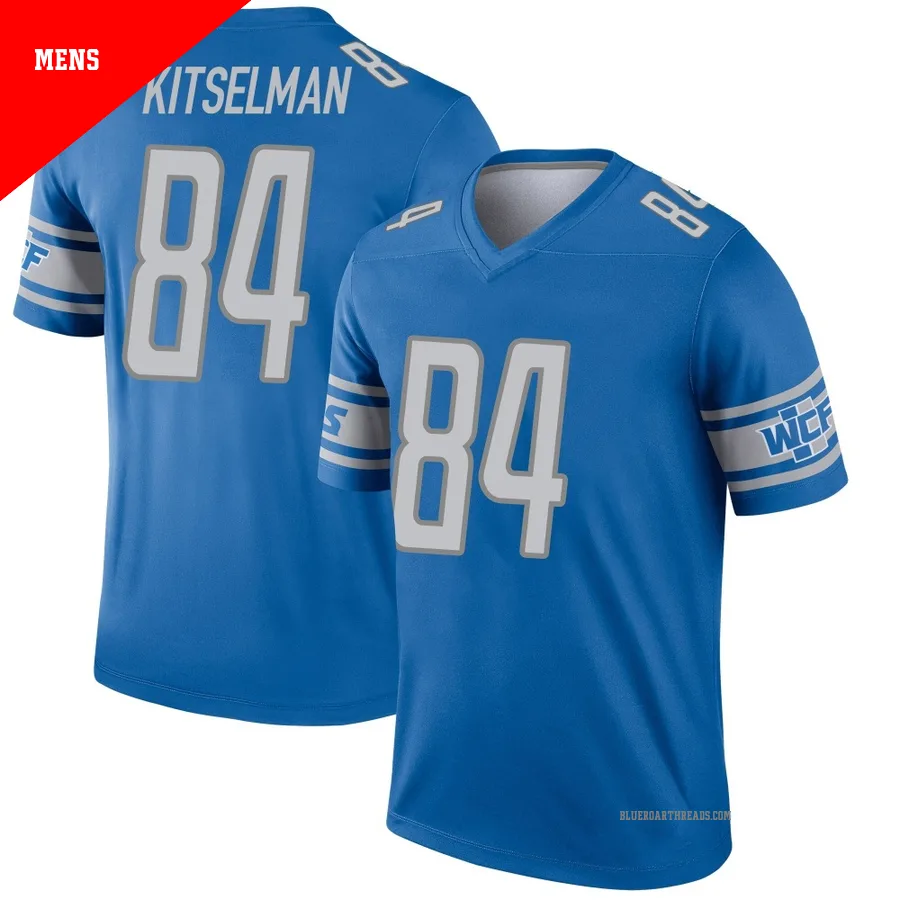 Men's Miles Kitselman ＃84 Detroit Lions Blue Legend Jersey