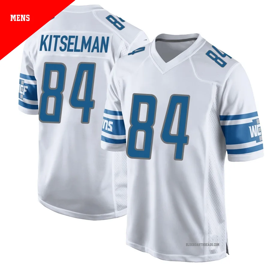 Men's Miles Kitselman ＃84 Detroit Lions White Game Jersey