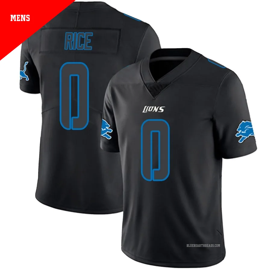 Men's Monty Rice ＃0 Detroit Lions Black Impact Limited Jersey