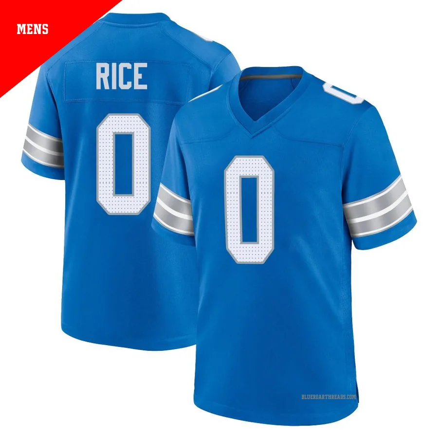 Men's Monty Rice ＃0 Detroit Lions Blue Game 2nd Jersey