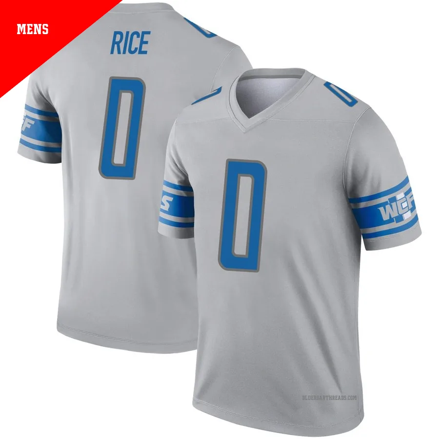 Men's Monty Rice ＃0 Detroit Lions Gray Legend Inverted Jersey