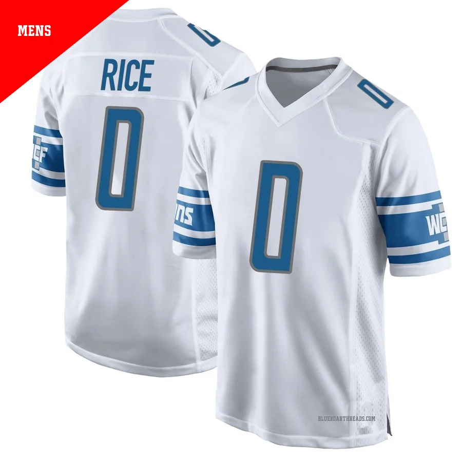 Men's Monty Rice ＃0 Detroit Lions White Game Jersey