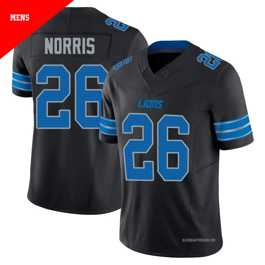 Men's Morice Norris ＃26 Detroit Lions Black Limited Alternate Vapor F.U.S.E. 2nd Jersey