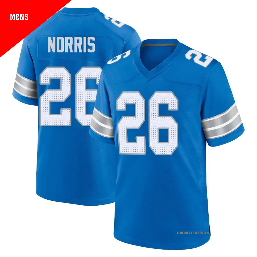 Men's Morice Norris ＃26 Detroit Lions Blue Game 2nd Jersey