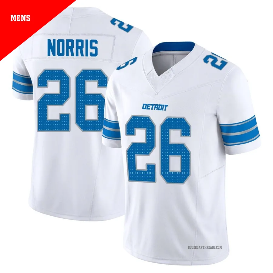 Men's Morice Norris ＃26 Detroit Lions White Limited Vapor F.U.S.E. 2nd Jersey