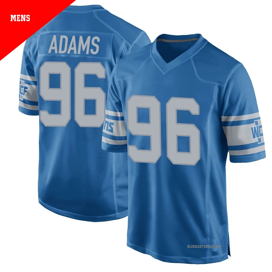 Men's Myles Adams ＃96 Detroit Lions Blue Game Throwback Vapor Untouchable Jersey