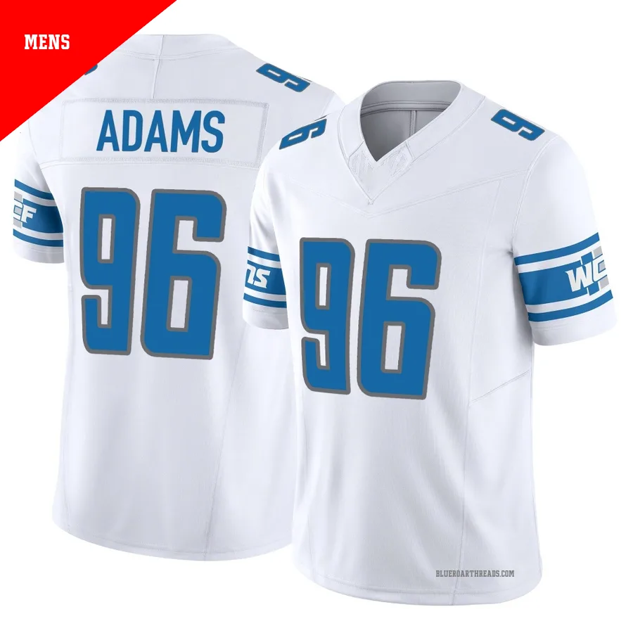 Men's Myles Adams ＃96 Detroit Lions White Limited Vapor F.U.S.E. Jersey