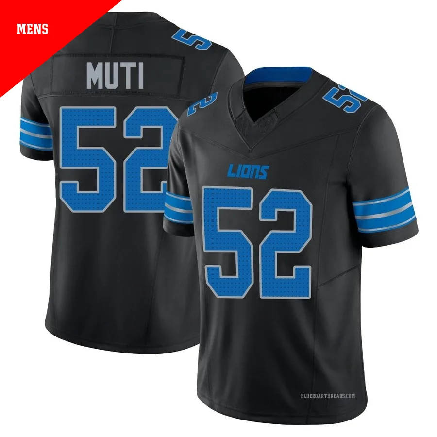 Men's Netane Muti ＃52 Detroit Lions Black Limited Alternate Vapor F.U.S.E. 2nd Jersey