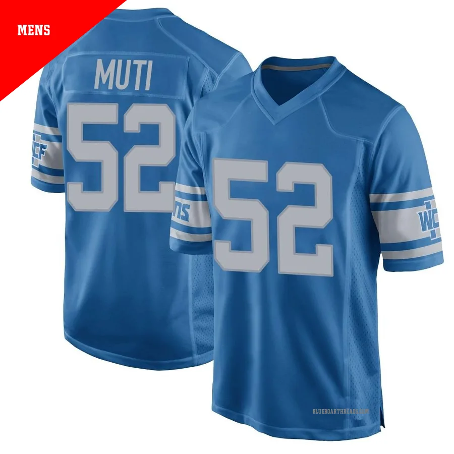 Men's Netane Muti ＃52 Detroit Lions Blue Game Throwback Vapor Untouchable Jersey