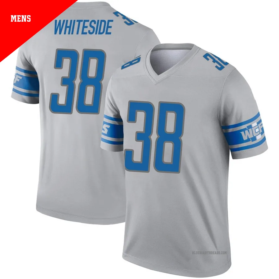 Men's Nick Whiteside ＃38 Detroit Lions Gray Legend Inverted Jersey