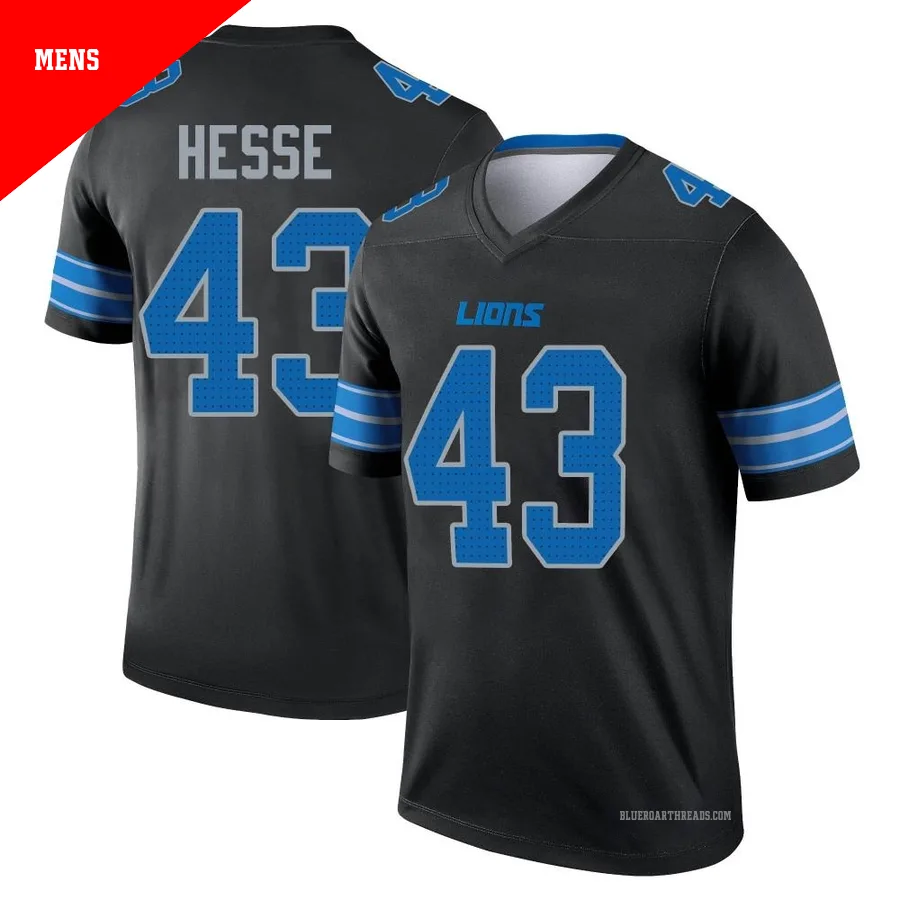 Men's Parker Hesse ＃43 Detroit Lions Black Legend Jersey