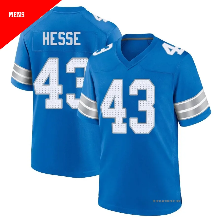 Men's Parker Hesse ＃43 Detroit Lions Blue Game 2nd Jersey