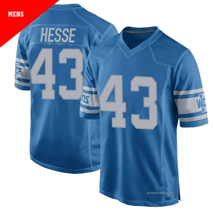 Men's Parker Hesse ＃43 Detroit Lions Blue Game Throwback Vapor Untouchable Jersey