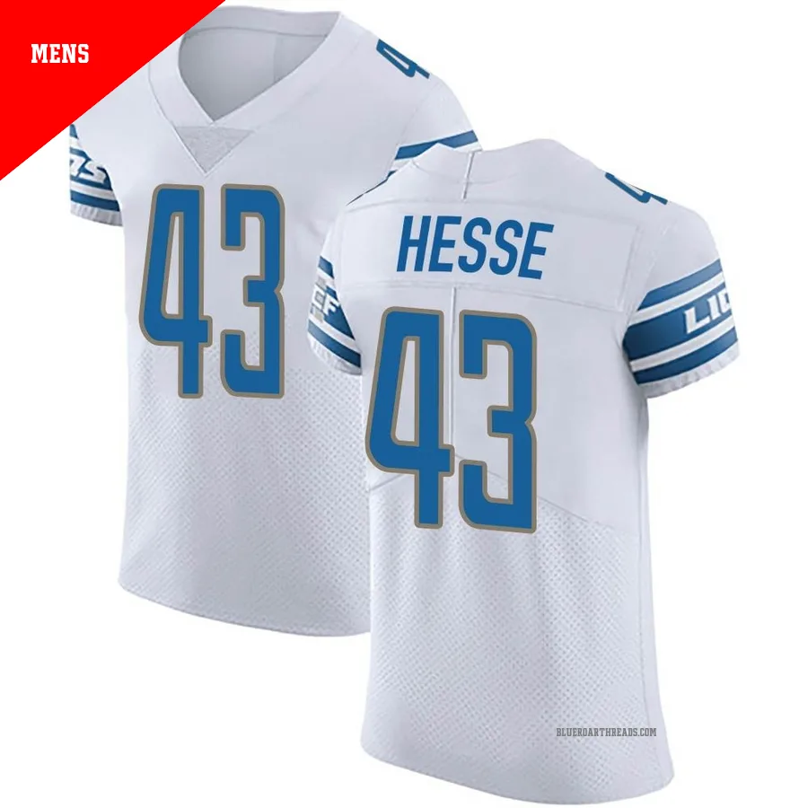 Men's Parker Hesse ＃43 Detroit Lions White Elite Vapor Untouchable Jersey