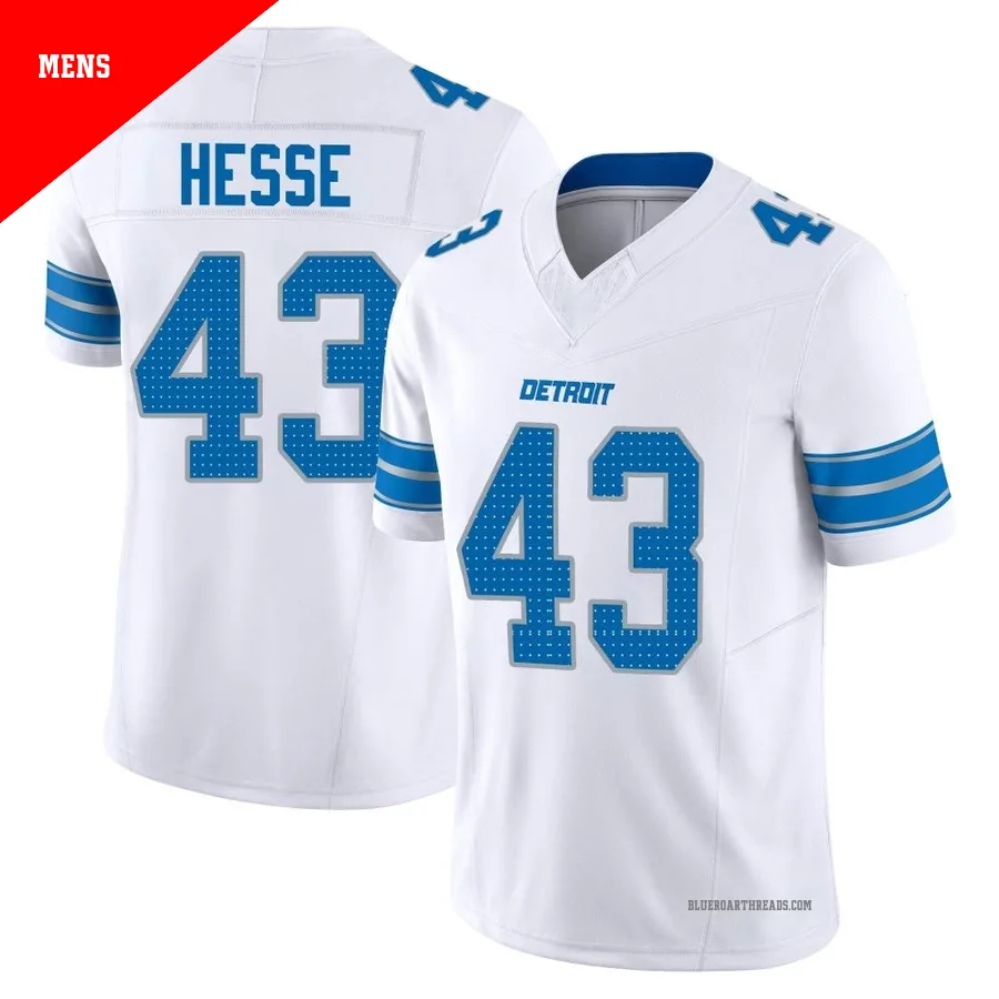 Men's Parker Hesse ＃43 Detroit Lions White Limited Vapor F.U.S.E. 2nd Jersey