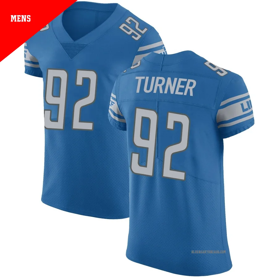 Men's Payton Turner ＃92 Detroit Lions Blue Elite Team Color Vapor Untouchable Jersey