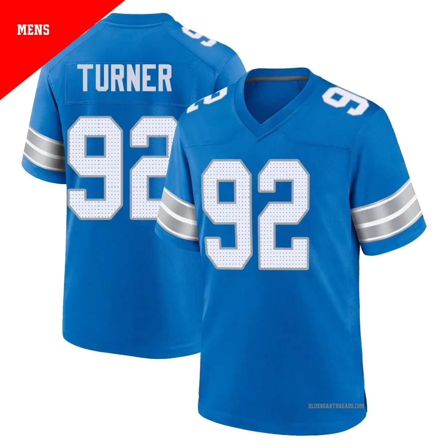 Men's Payton Turner ＃92 Detroit Lions Blue Game 2nd Jersey