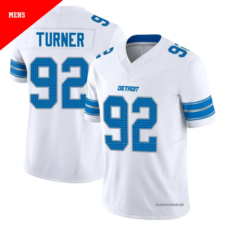 Men's Payton Turner ＃92 Detroit Lions White Limited Vapor F.U.S.E. 2nd Jersey