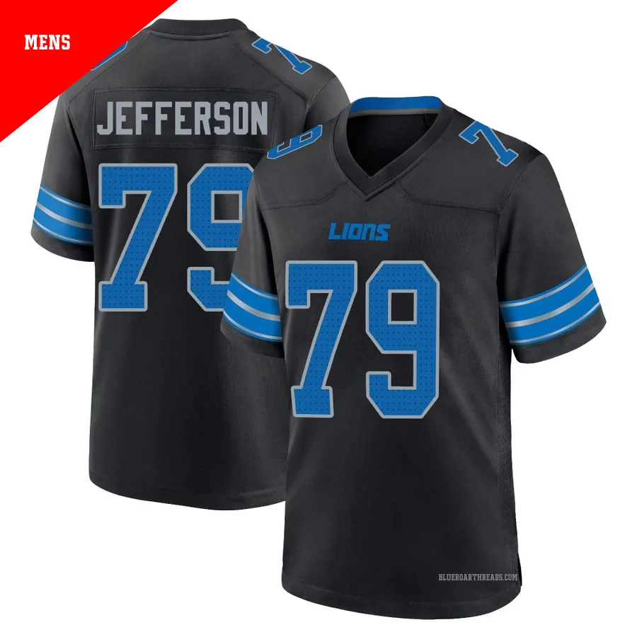 Men's Quinton Jefferson ＃79 Detroit Lions Black Game Alternate 2nd Jersey