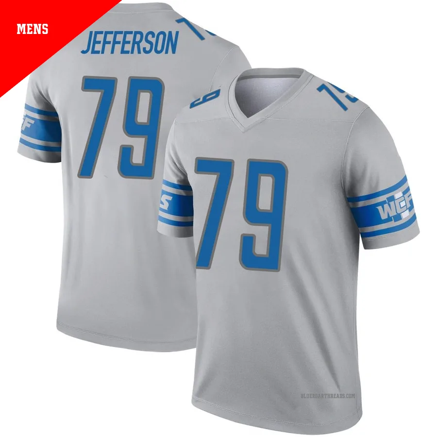 Men's Quinton Jefferson ＃79 Detroit Lions Gray Legend Inverted Jersey