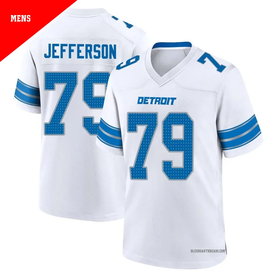 Men's Quinton Jefferson ＃79 Detroit Lions White Game 2nd Jersey