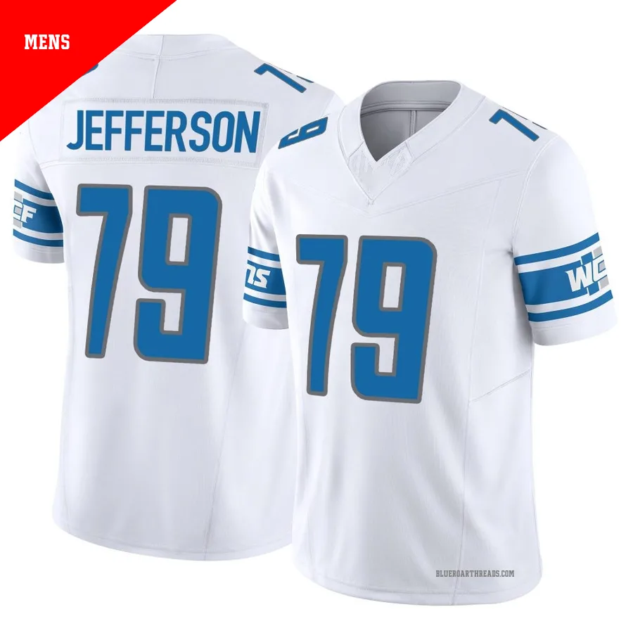 Men's Quinton Jefferson ＃79 Detroit Lions White Limited Vapor F.U.S.E. Jersey