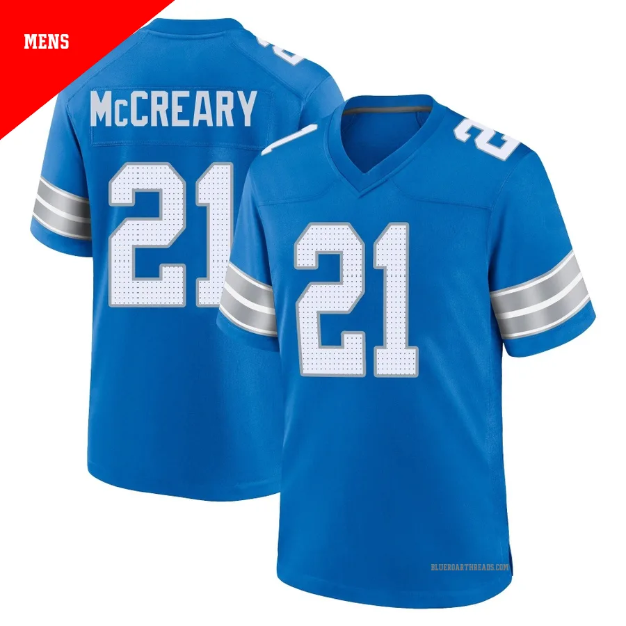 Men's Roger McCreary ＃21 Detroit Lions Blue Game 2nd Jersey