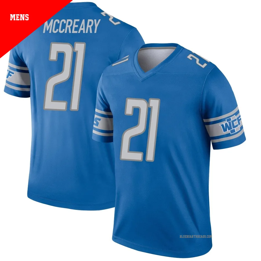 Men's Roger McCreary ＃21 Detroit Lions Blue Legend Jersey