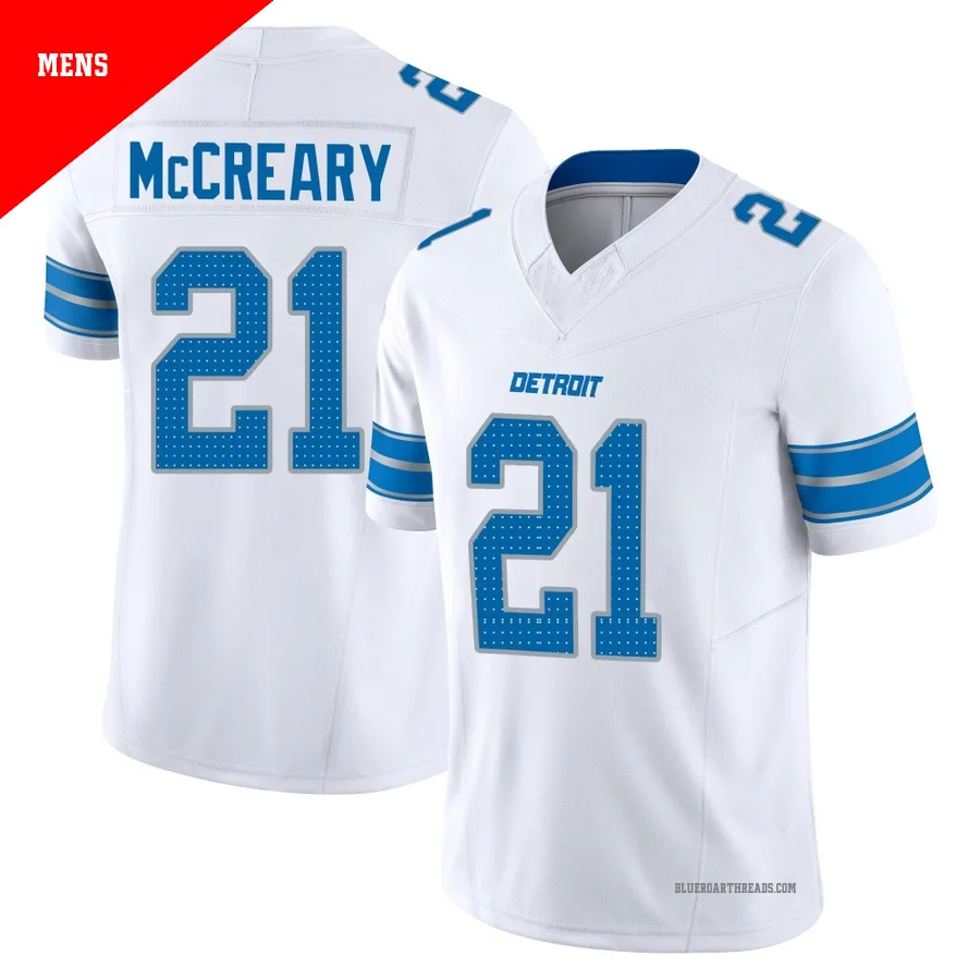 Men's Roger McCreary ＃21 Detroit Lions White Limited Vapor F.U.S.E. 2nd Jersey