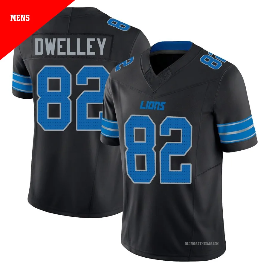 Men's Ross Dwelley ＃82 Detroit Lions Black Limited Alternate Vapor F.U.S.E. 2nd Jersey