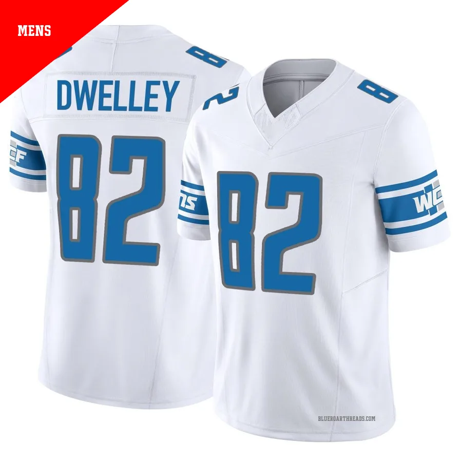 Men's Ross Dwelley ＃82 Detroit Lions White Limited Vapor F.U.S.E. Jersey
