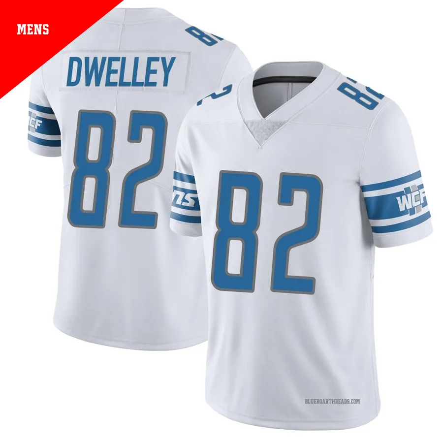 Men's Ross Dwelley ＃82 Detroit Lions White Limited Vapor Untouchable Jersey