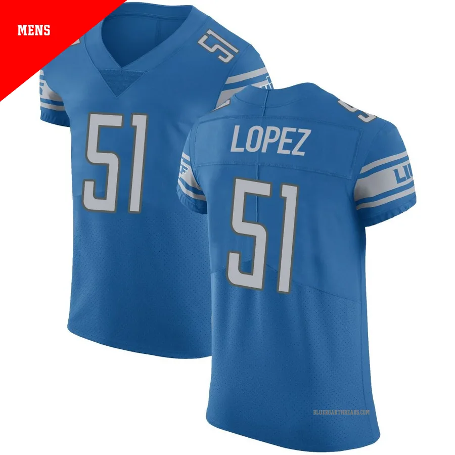 Men's Roy Lopez ＃51 Detroit Lions Blue Elite Team Color Vapor Untouchable Jersey