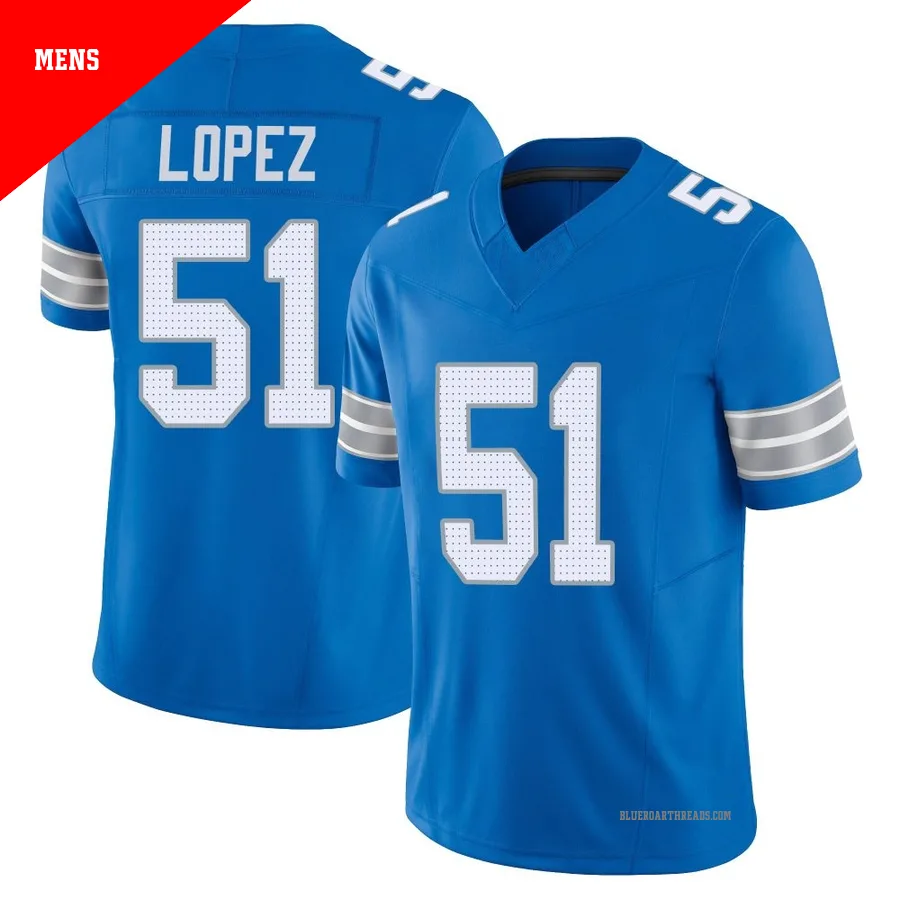 Men's Roy Lopez ＃51 Detroit Lions Blue Limited Vapor F.U.S.E. 2nd Jersey