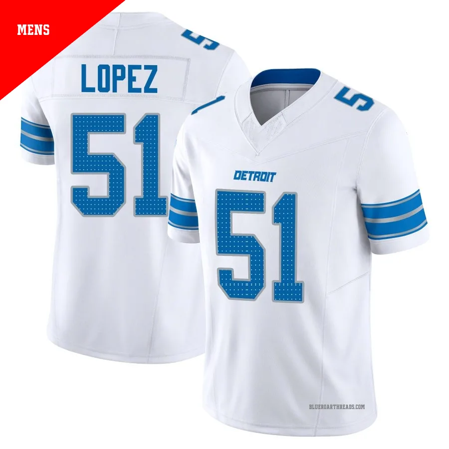 Men's Roy Lopez ＃51 Detroit Lions White Limited Vapor F.U.S.E. 2nd Jersey