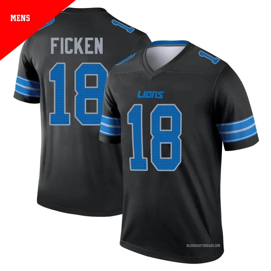 Men's Sam Ficken ＃18 Detroit Lions Black Legend Jersey