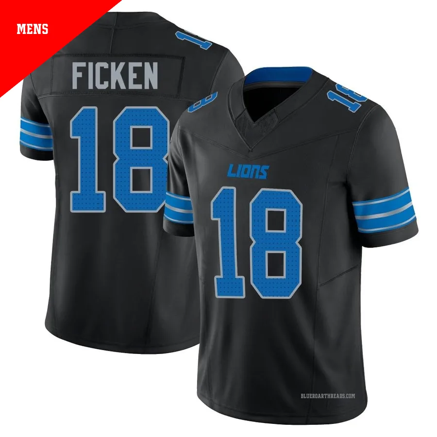 Men's Sam Ficken ＃18 Detroit Lions Black Limited Alternate Vapor F.U.S.E. 2nd Jersey