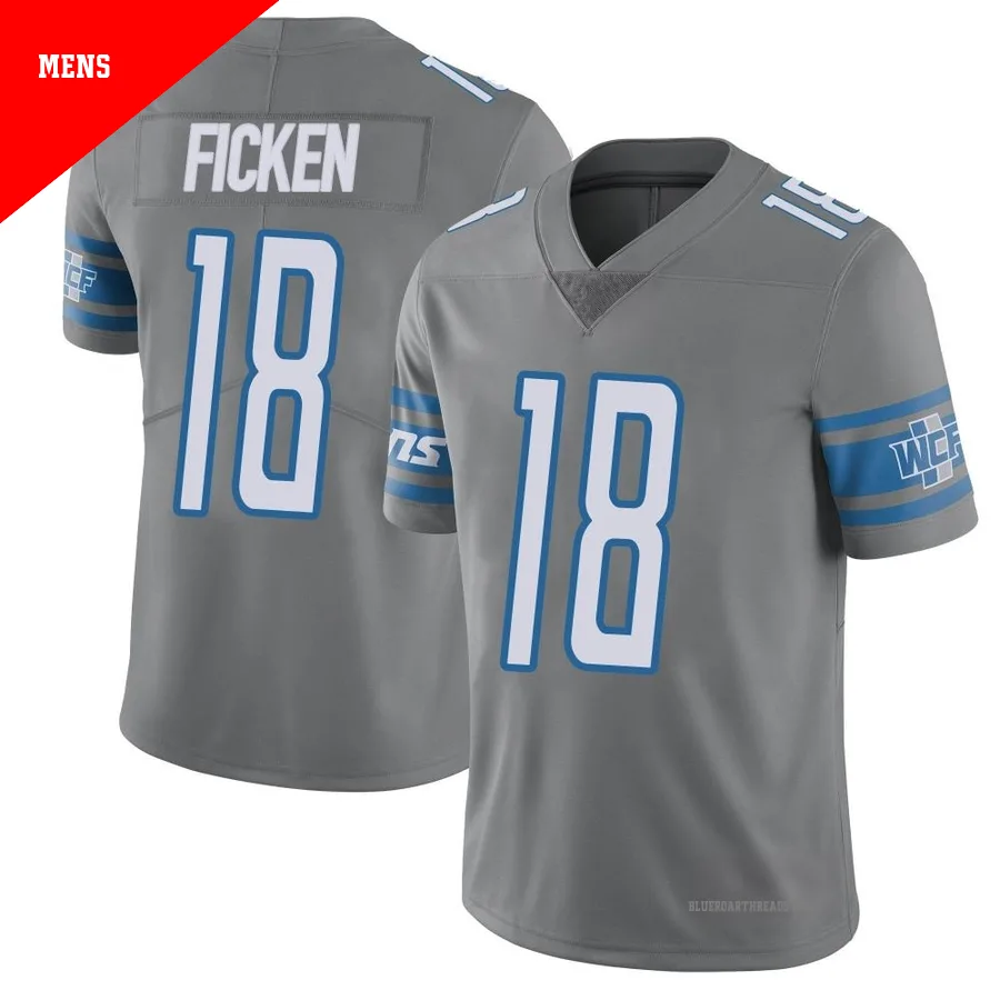 Men's Sam Ficken ＃18 Detroit Lions Limited Color Rush Steel Vapor Untouchable Jersey