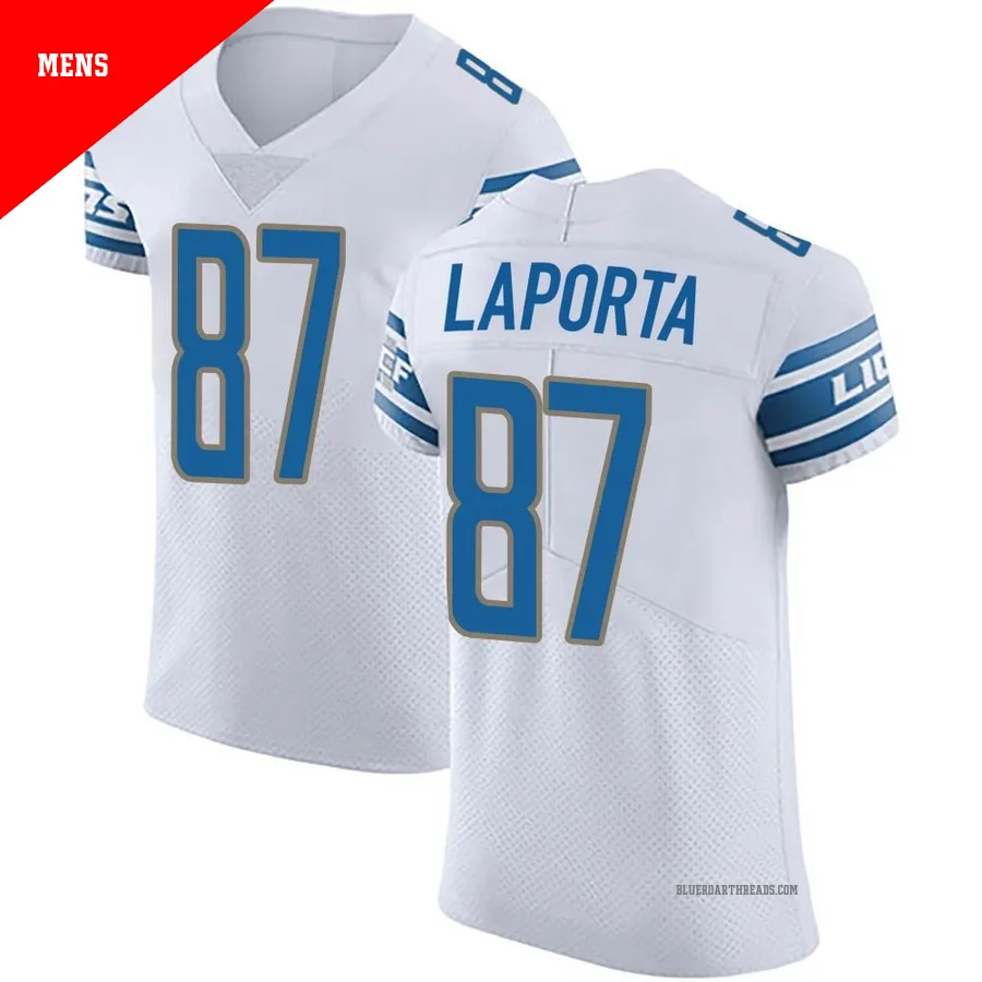 Men's Sam LaPorta ＃87 Detroit Lions White Elite Vapor Untouchable Jersey
