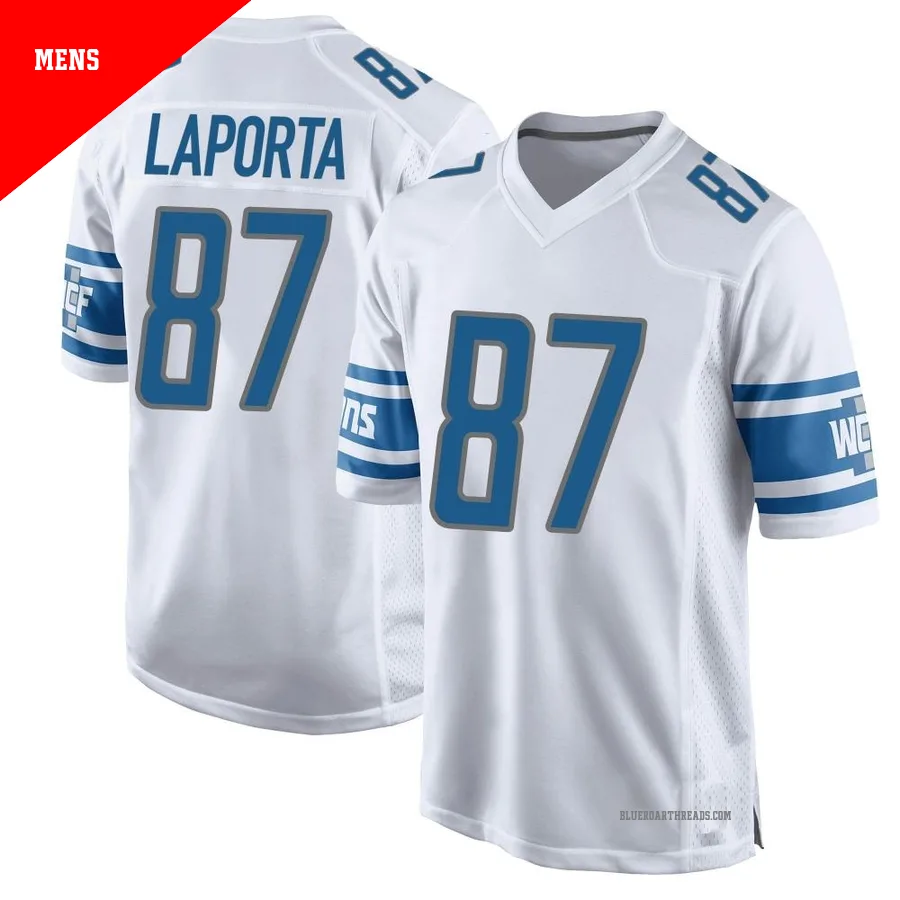 Men's Sam LaPorta ＃87 Detroit Lions White Game Jersey