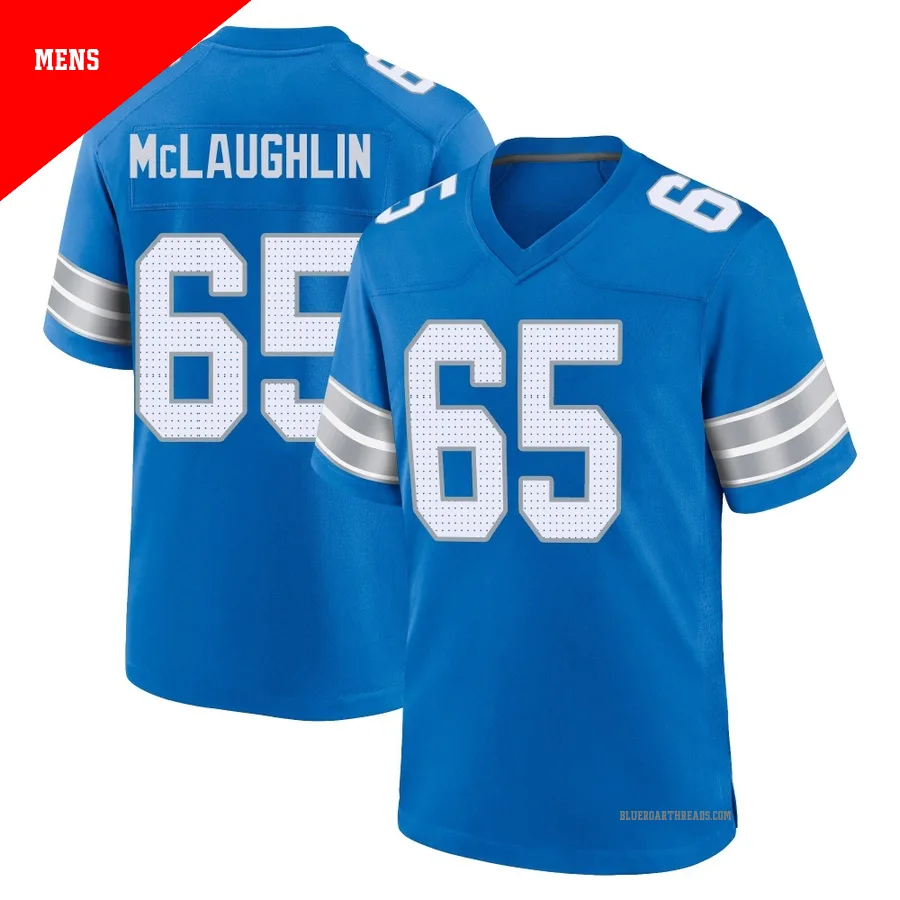 Men's Seth McLaughlin ＃65 Detroit Lions Blue Game 2nd Jersey